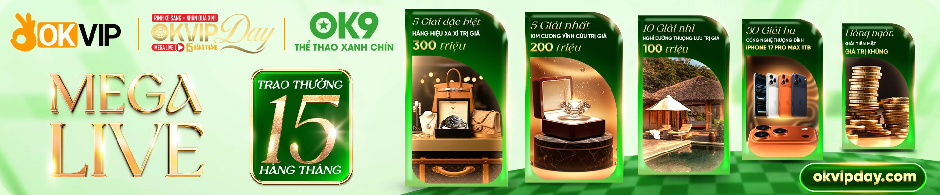 Khuyến mãi OK9 - OKVIP phát thưởng cực lớn